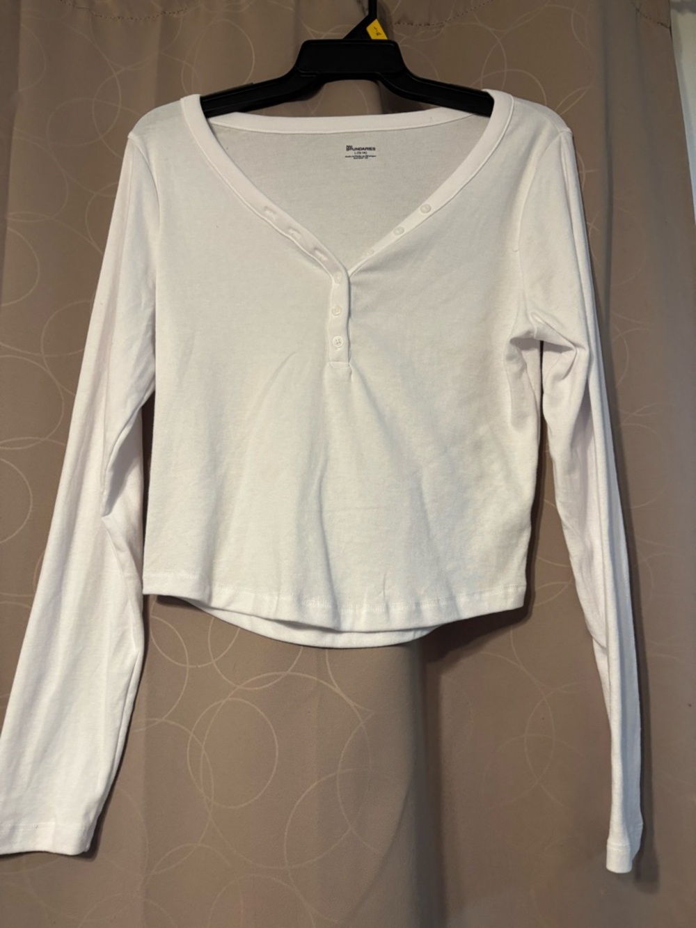 No Boundaries White Long-Sleeve Henley Crop Top